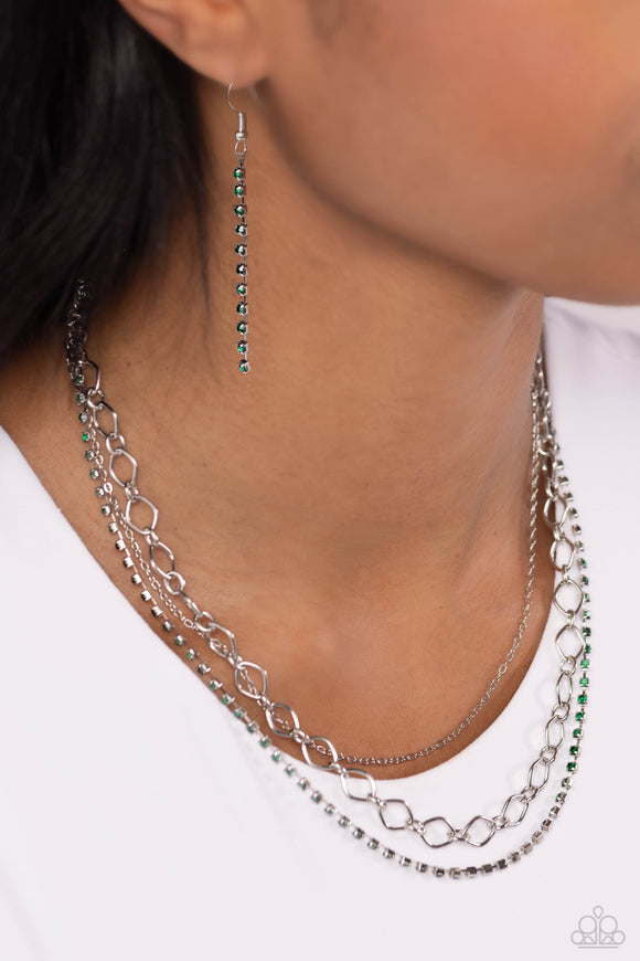 Paparazzi Tasteful Tiers - Green Necklace