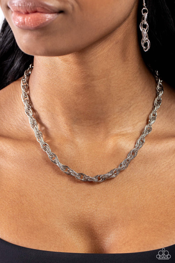 Paparazzi Braided Ballad - Silver Necklace