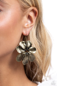 Paparazzi Hinging Hallmark - Brass Earring