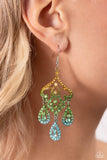 Paparazzi Chandelier Command - Multi Green Earring