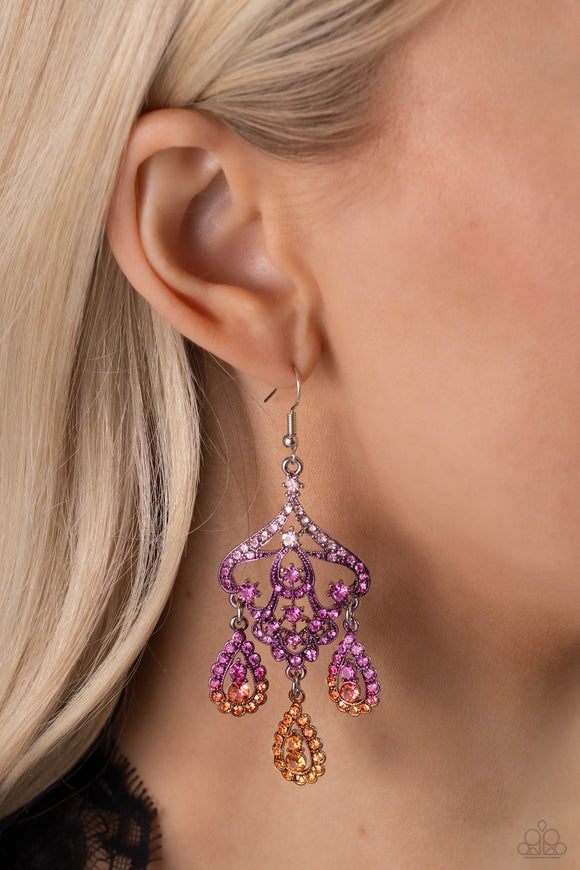 Paparazzi Chandelier Command - Multi Pink Earring