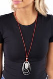 Paparazzi Hammered Hallmark - Red Necklace