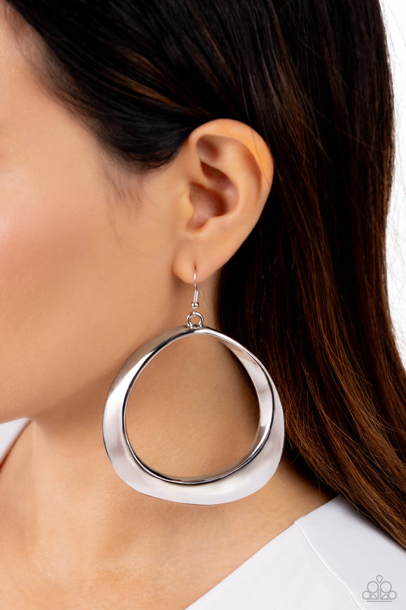 Paparazzi Asymmetrical Action - Silver Earring