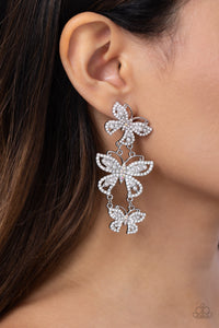 Paparazzi Fluttering Finale - White Earring