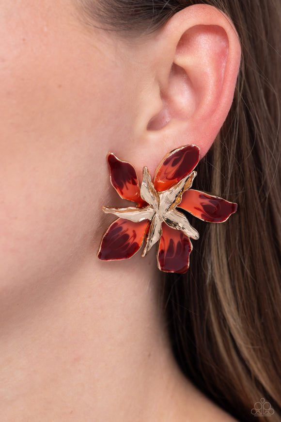 Paparazzi Warped Wallflower - Red Earring