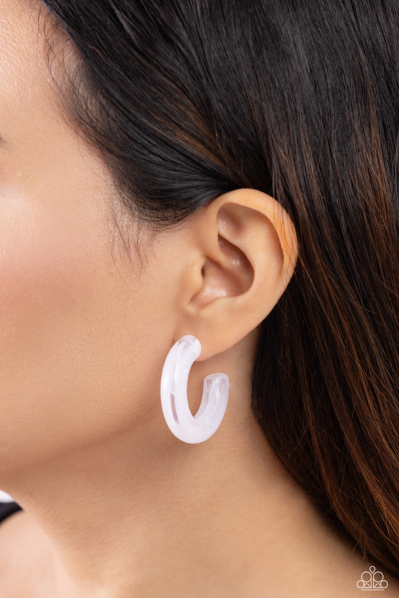 Paparazzi Glassy GAZE - White Earring