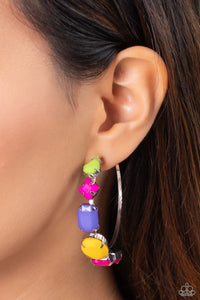 Paparazzi Geometric Gamer - Pink Earring