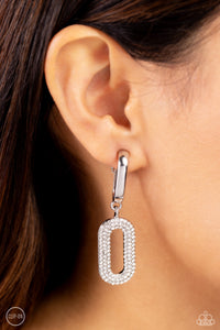 Paparazzi Linked Luxury - White CLIP Earrings