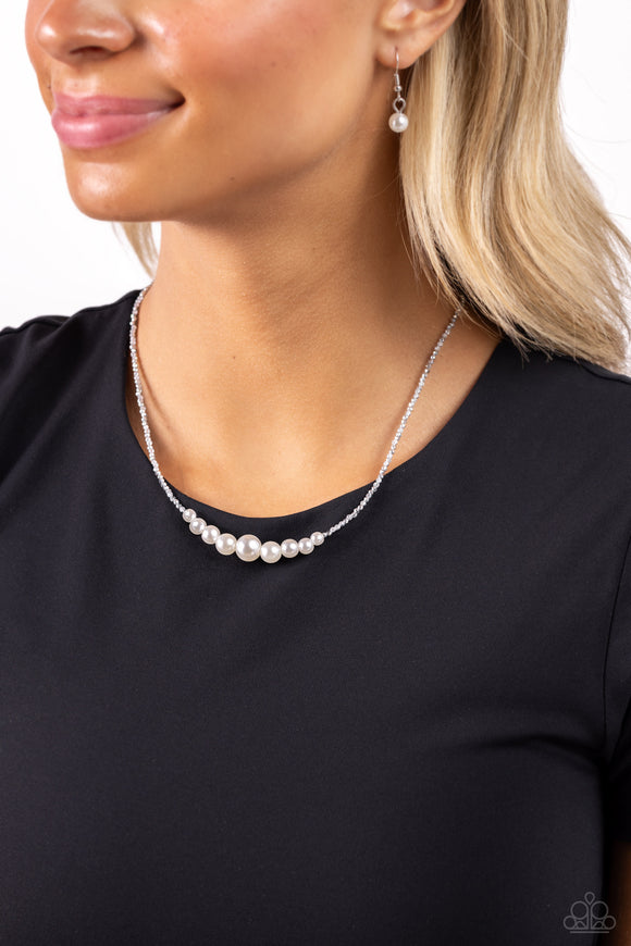 Paparazzi White Collar Whimsy - Silver Necklace