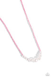 Paparazzi White Collar Whimsy - Pink Necklace