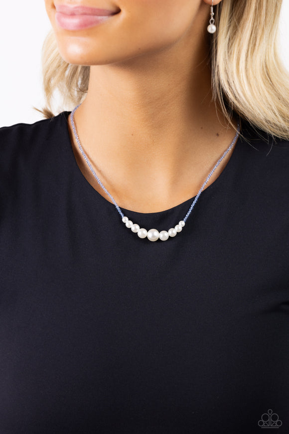 Paparazzi White Collar Whimsy - Blue Necklace