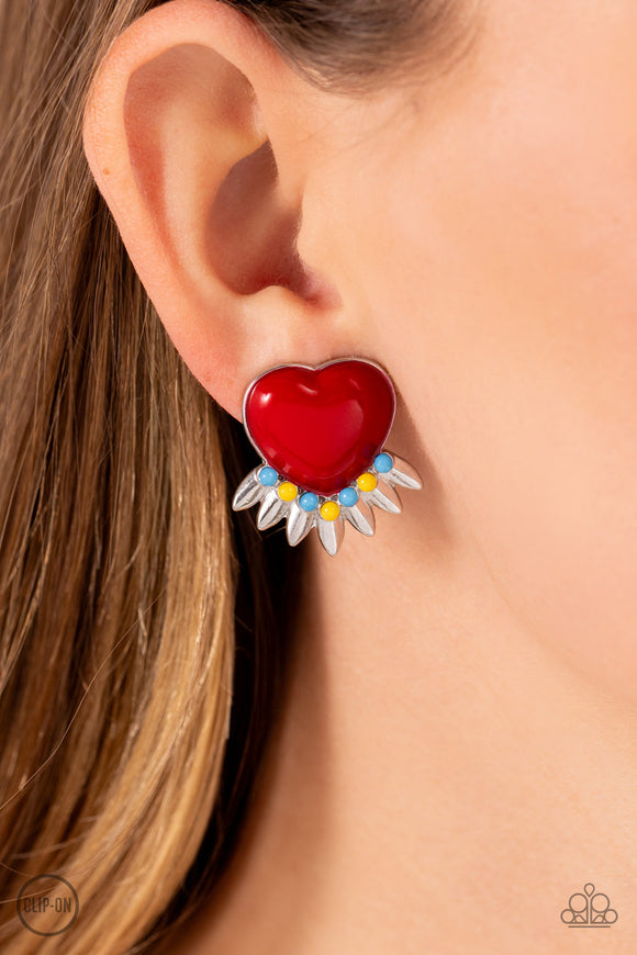 Paparazzi Spring Story - Red CLIP Earring