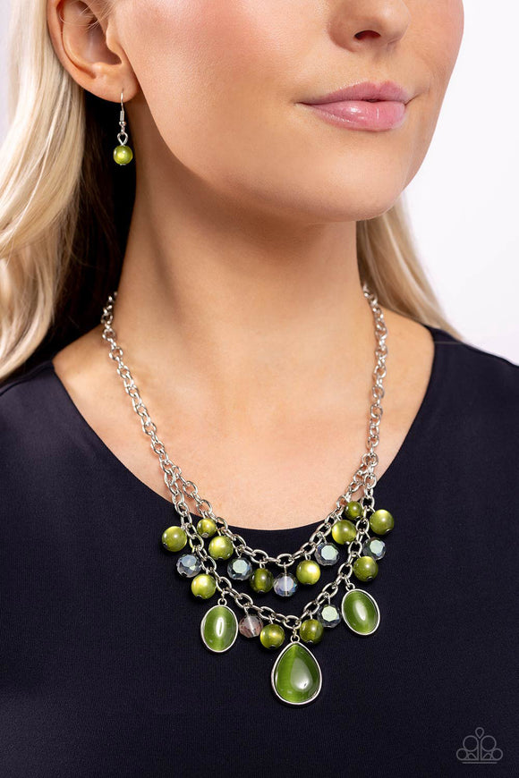 Paparazzi Dewy Disposition - Green Necklace