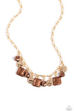 Paparazzi Sophisticated Squared - Brown Necklace
