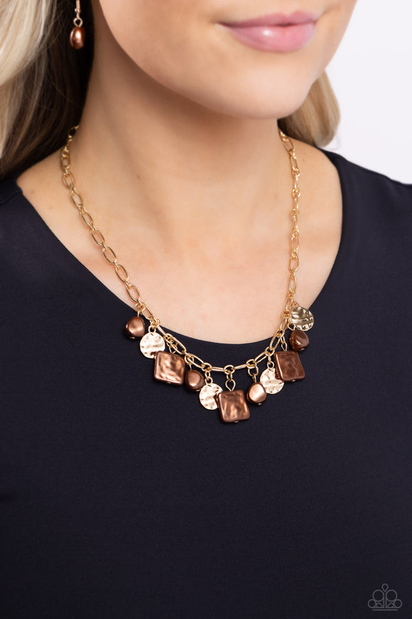 Paparazzi Sophisticated Squared - Brown Necklace