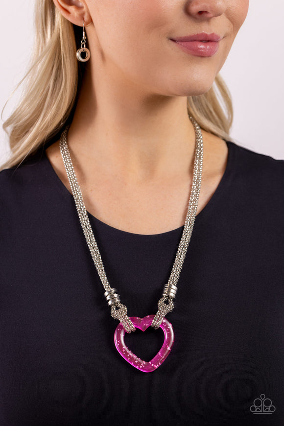 Paparazzi Lead with Your Heart - Pink Necklace