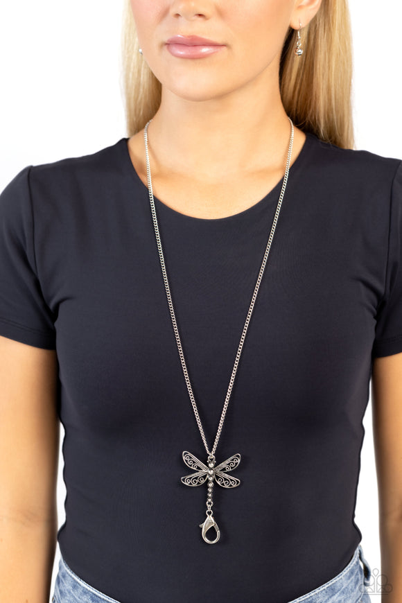 Paparazzi Dragonfly Dance - Silver Necklace