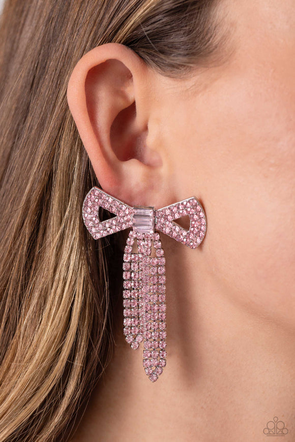 Paparazzi Just BOW With It - Pink Earring