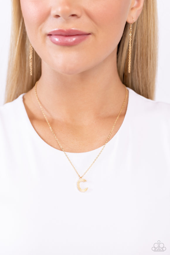 Paparazzi Leave Your Initials - Gold - C Necklace