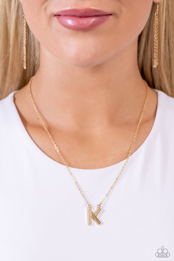 Paparazzi Leave Your Initials - Gold - K Necklace