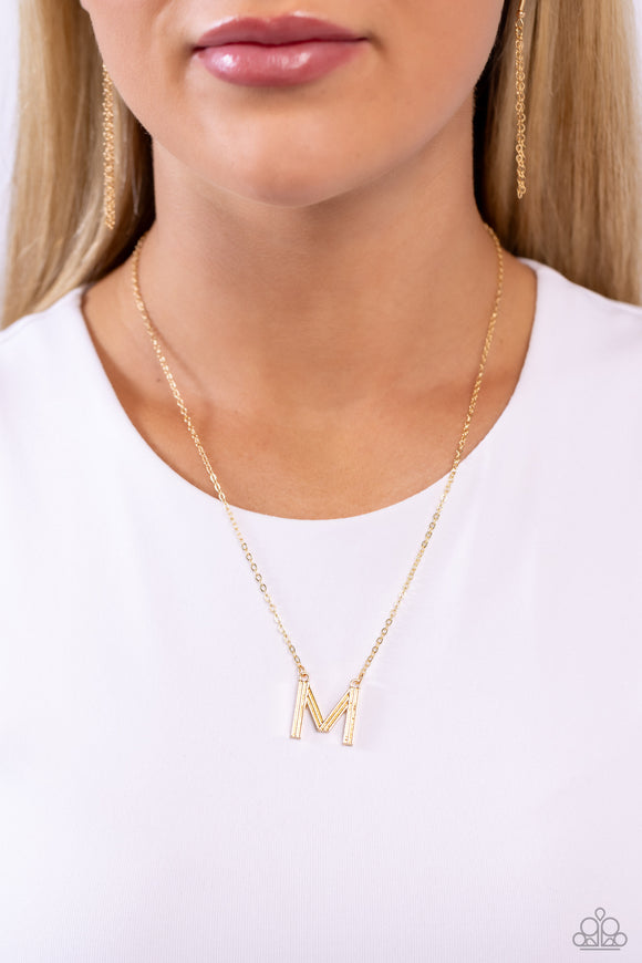 Paparazzi Leave Your Initials - Gold - M Necklace