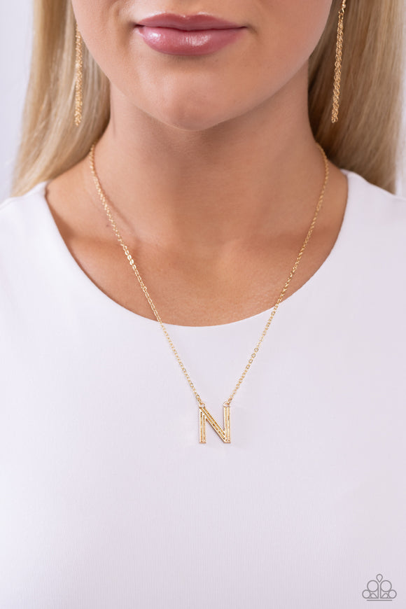 Paparazzi Leave Your Initials - Gold - N Necklace
