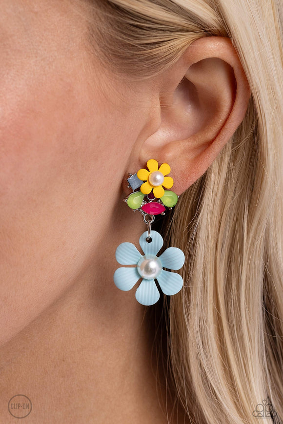Paparazzi Festive Florals - Blue CLIP Earring