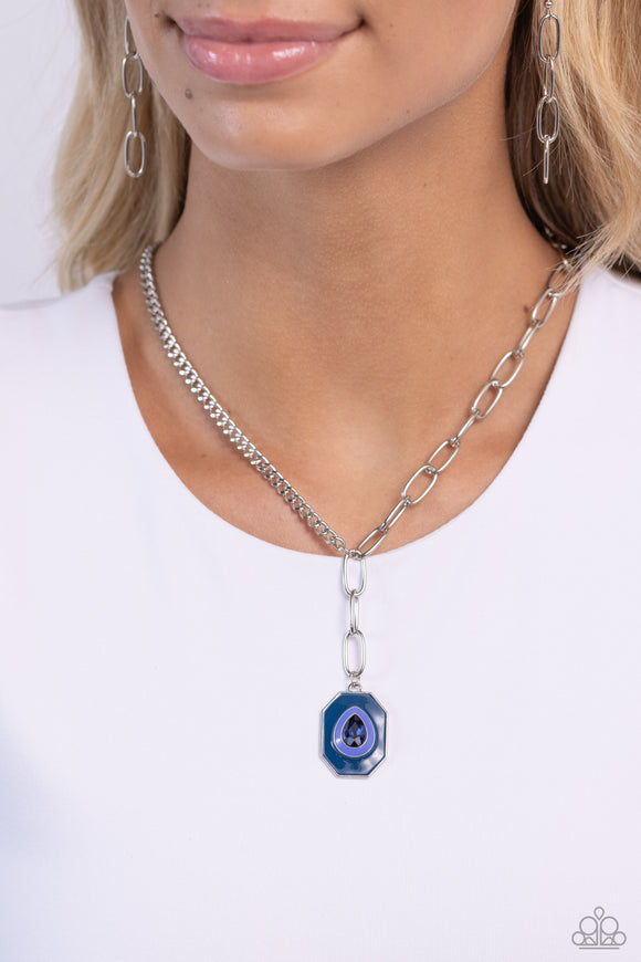 Paparazzi Hexagonal Hallmark - Blue Necklace