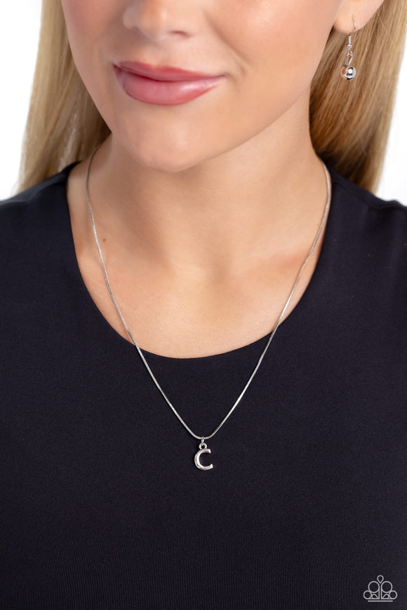 Paparazzi Seize the Initial - Silver - C Necklace