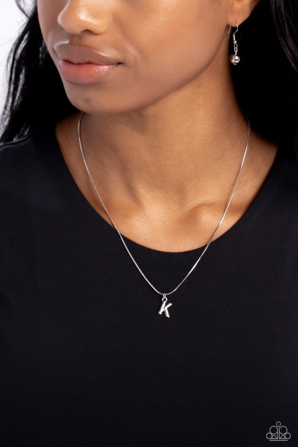 Paparazzi Seize the Initial - Silver - K Necklace