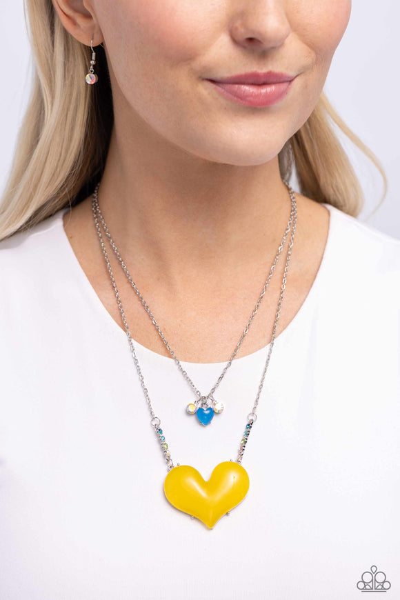 Paparazzi Heart-Racing Recognition - Yellow Necklace