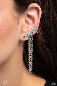 Paparazzi Fault Line Fringe - Blue Earring