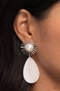 Paparazzi Sunburst Sophistication - White Earring