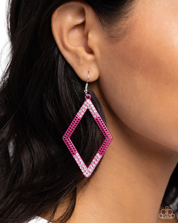Paparazzi Eloquently Edgy - Pink Earring