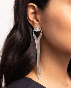 Paparazzi Elongated Effervescence - White Earring