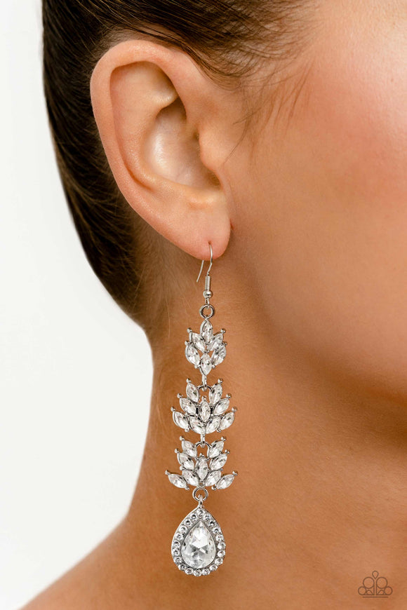 Paparazzi Water Lily Whimsy - White Earrings