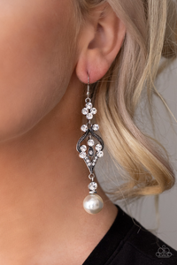 Paparazzi Elegantly Extravagant - White Earrings
