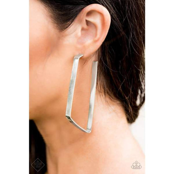 Paparazzi Geo Jam - Silver Earrings